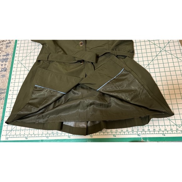 Draper James Size XXL Green Belted Trench Coat Detachable Hood DJRB24727-KO - Picture 6 of 13